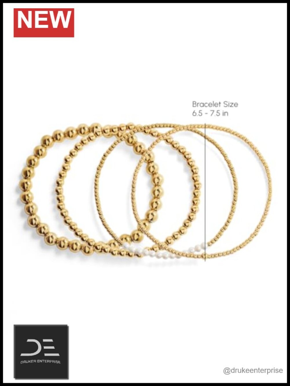 Genuine Freshwater Pearl & 18K Gold Plated Stacking Bracelet Set - Picture 3 of 6